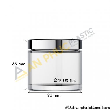 HỦ MỸ PHẨM TRONG SUỐT 12 OZ - 01